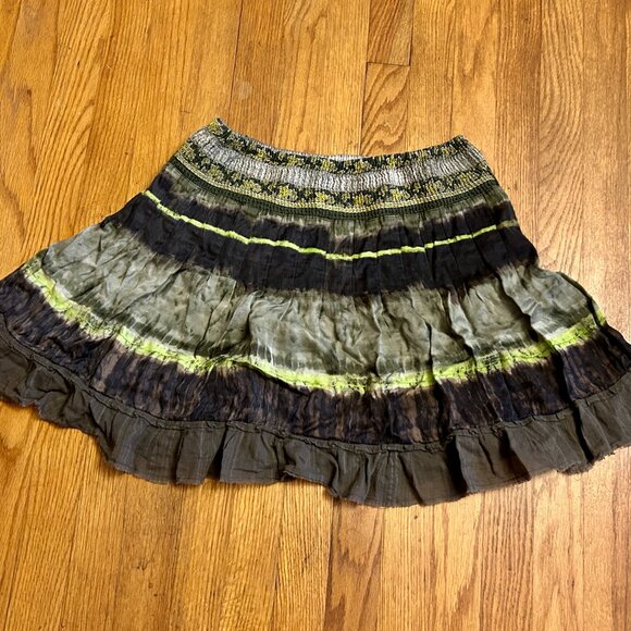 Free People Green Tie Dye Boho Peasant Skirt Medium. - Picture 4 of 8